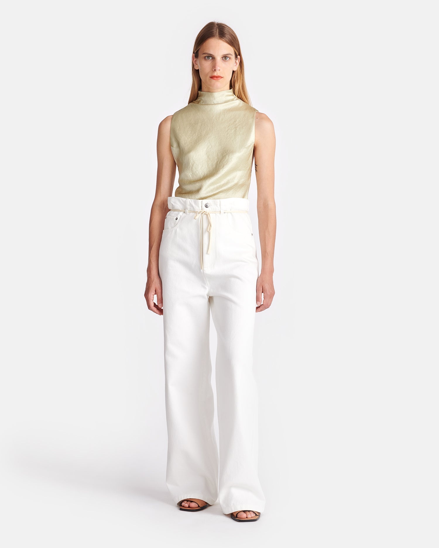 Crinkled-Satin Turtleneck Top - 6