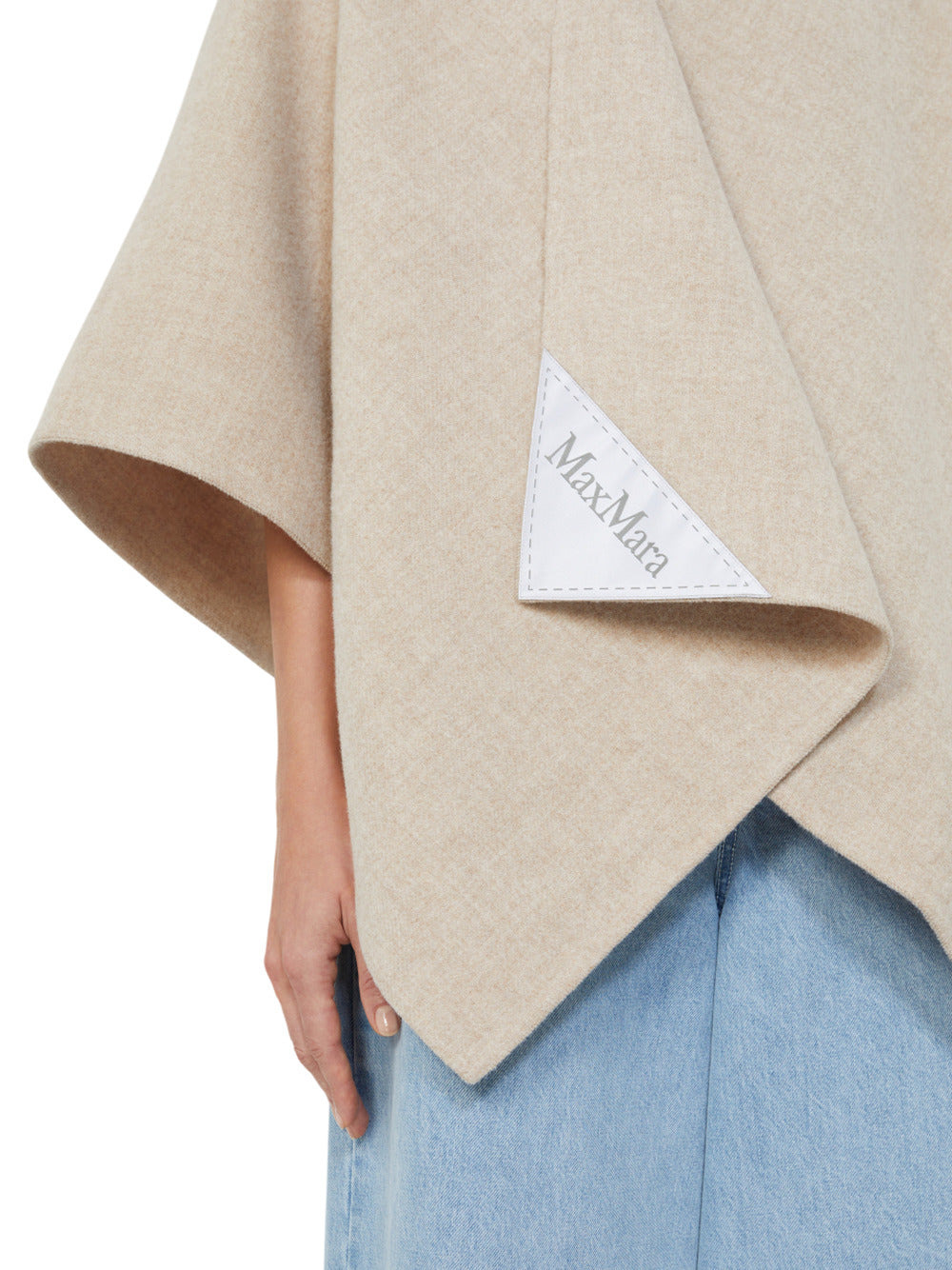 Max Mara Women Short Cape With A Rectangular Design, Can Be Worn Closed With A Brooch Or Open With A - 6