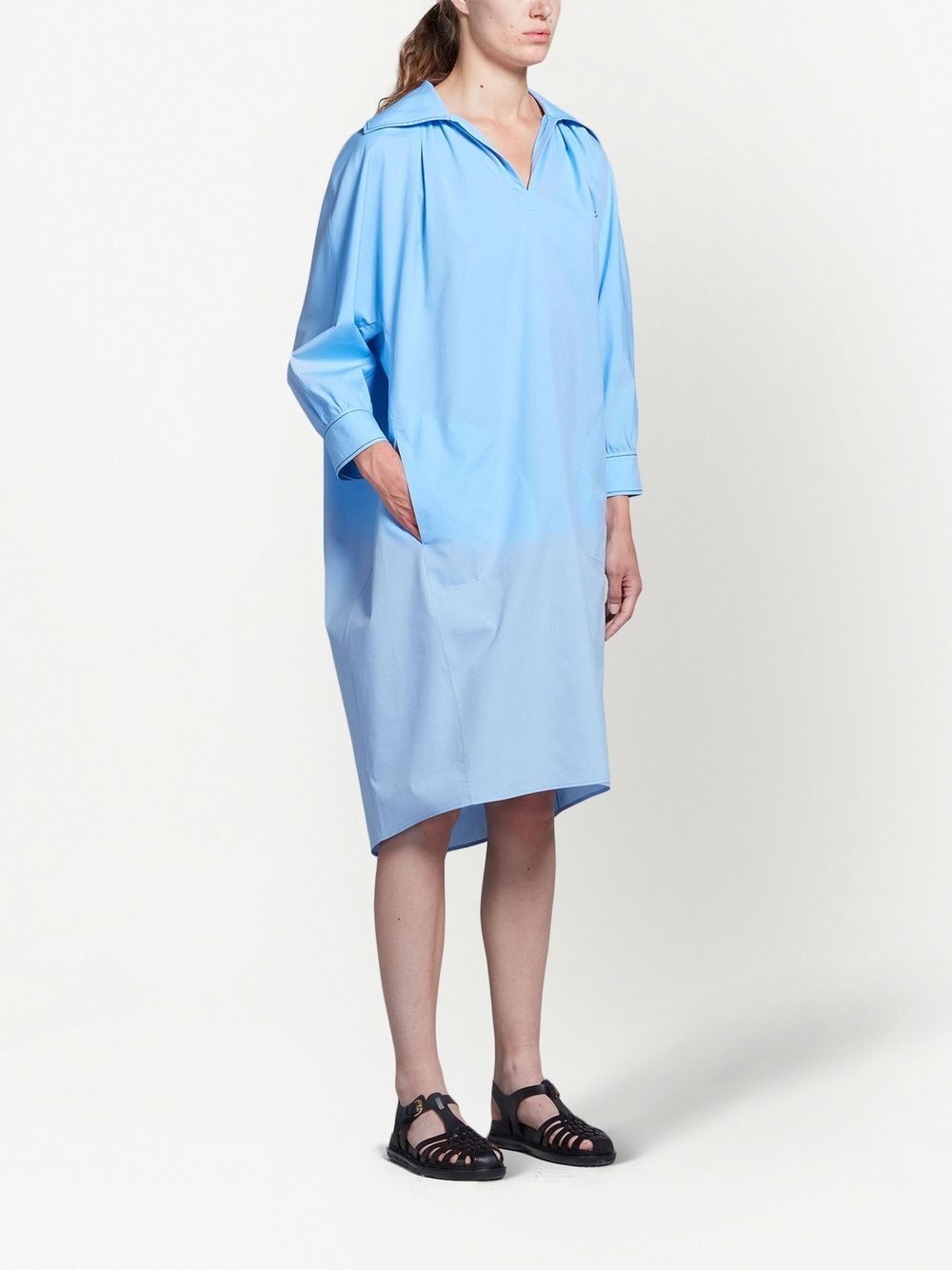 logo-embroidered long-sleeve dress - 3