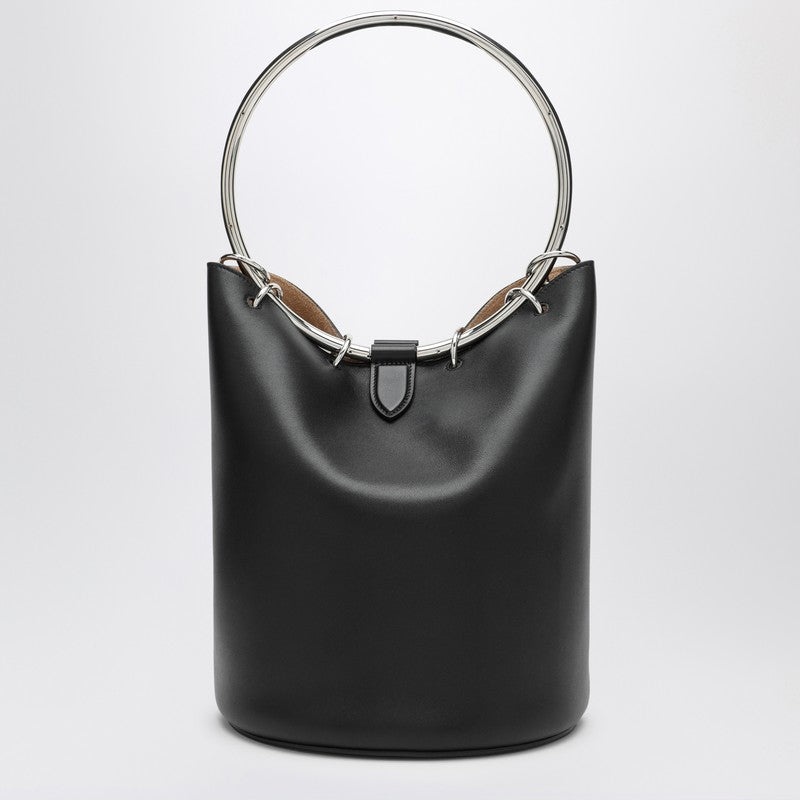 Alaia Large Ring Bucket Black Leather Bag Women - 3