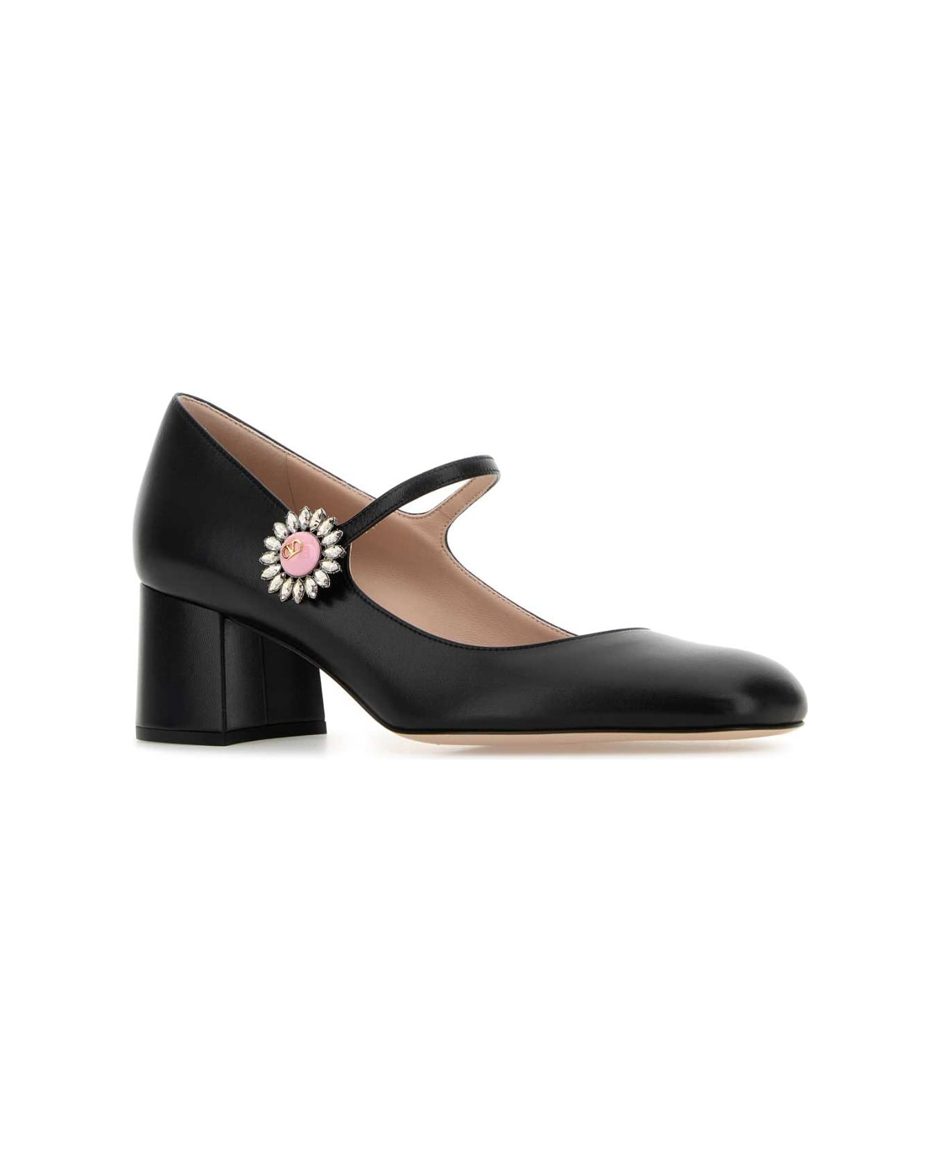 Black Leather Preshoes Pumps - 2