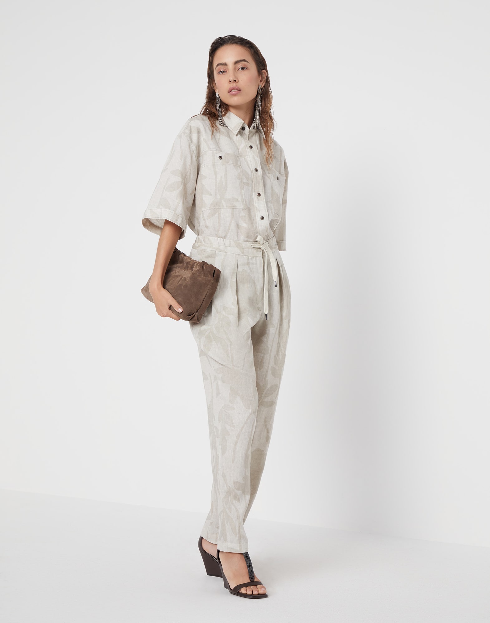 Ramage print lessivé linen slouchy trousers - 4