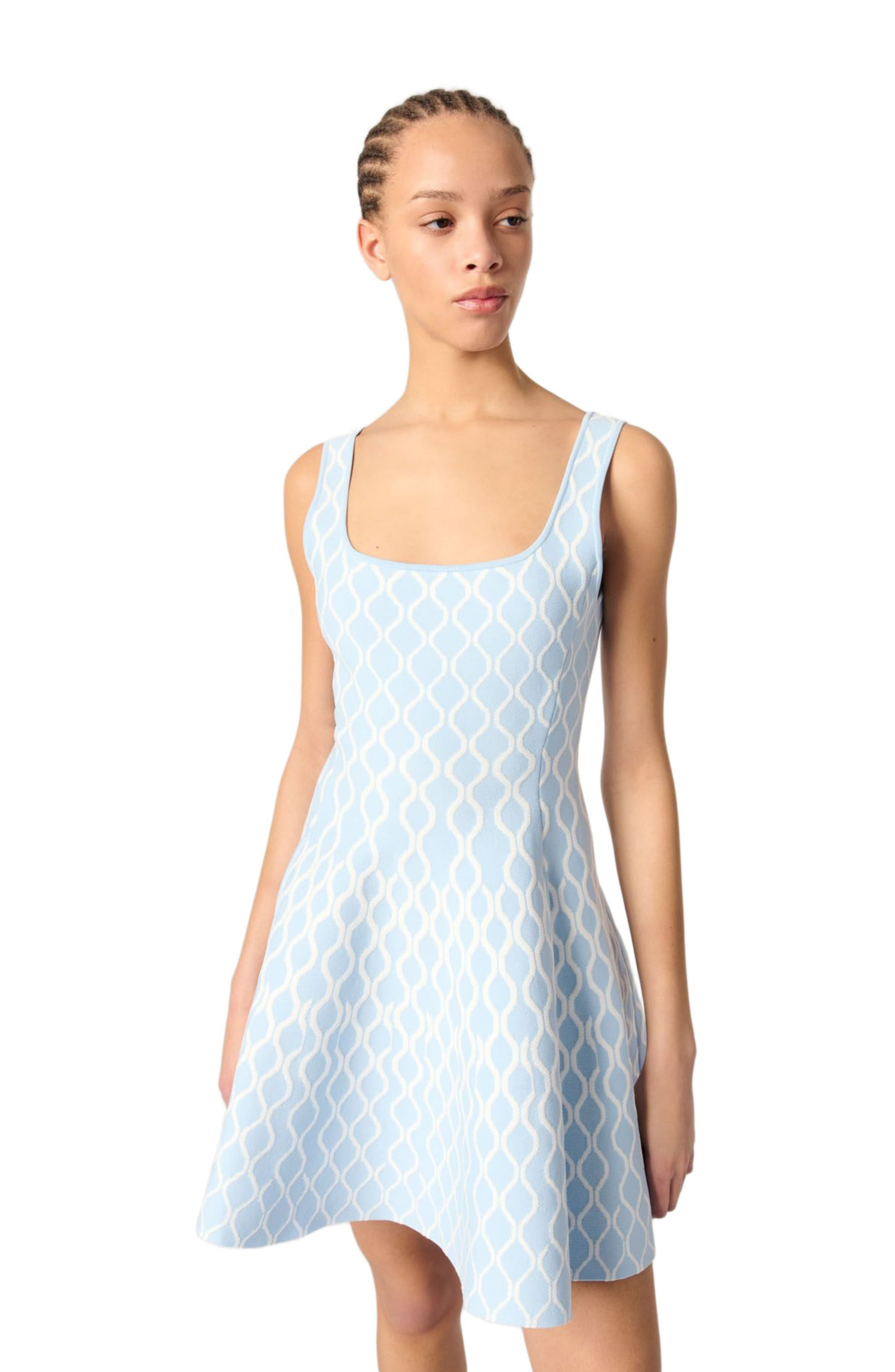 maje Jacquard knit mini dress in Blue/white at Nordstrom - 7