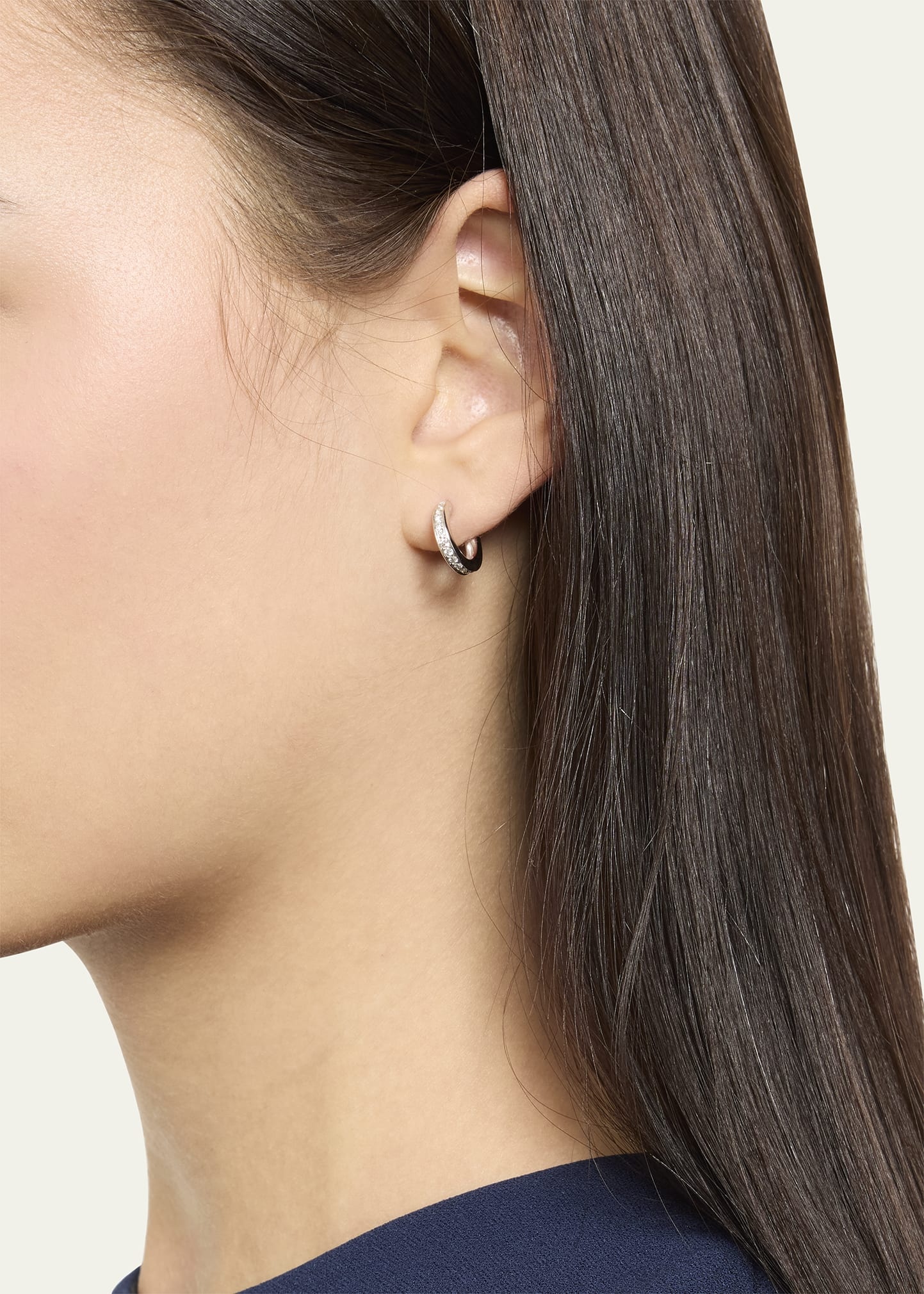 Together 18K White Gold Diamond Hoop Earrings - 2