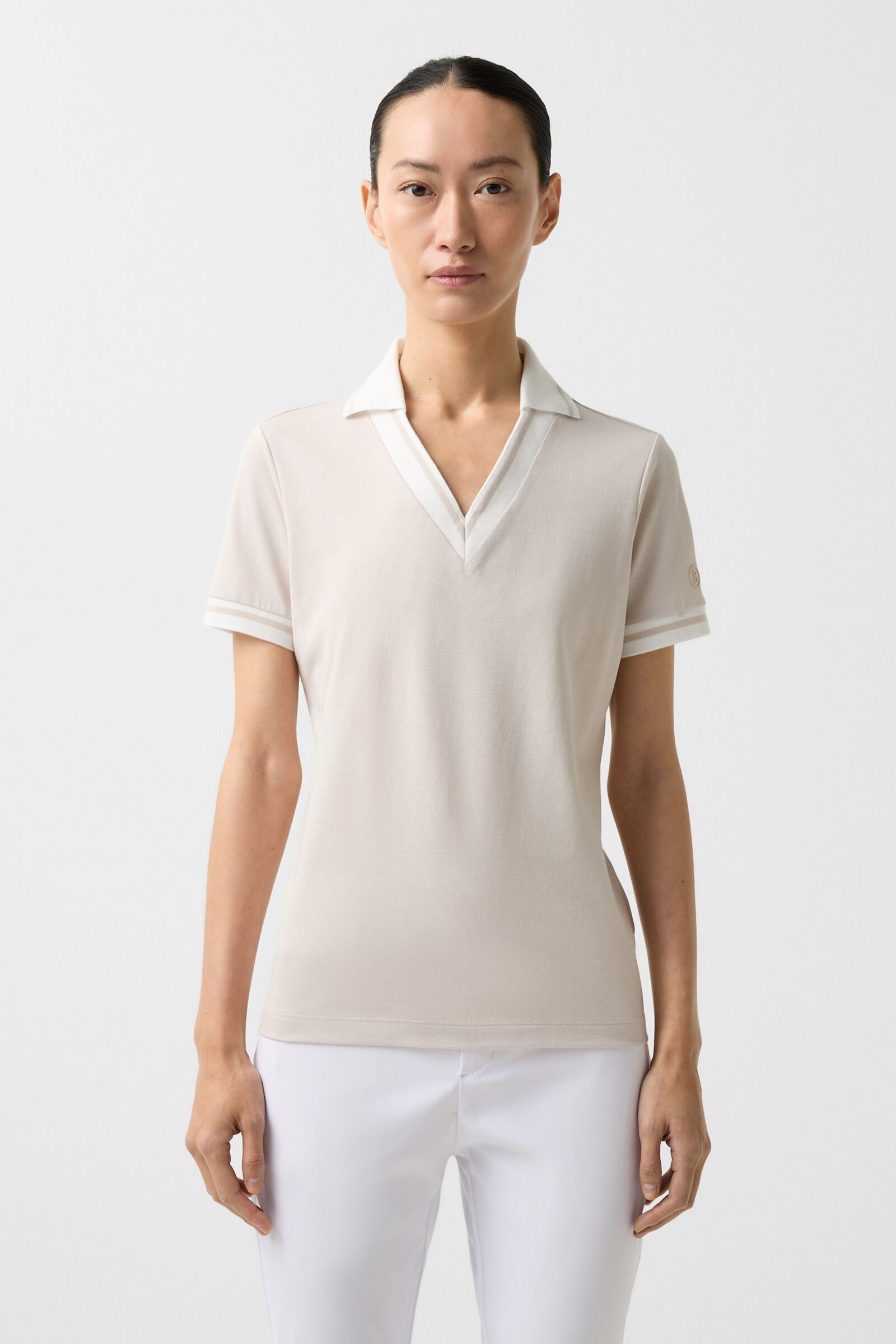 Lydia functional short-sleeved top in Sand - 2