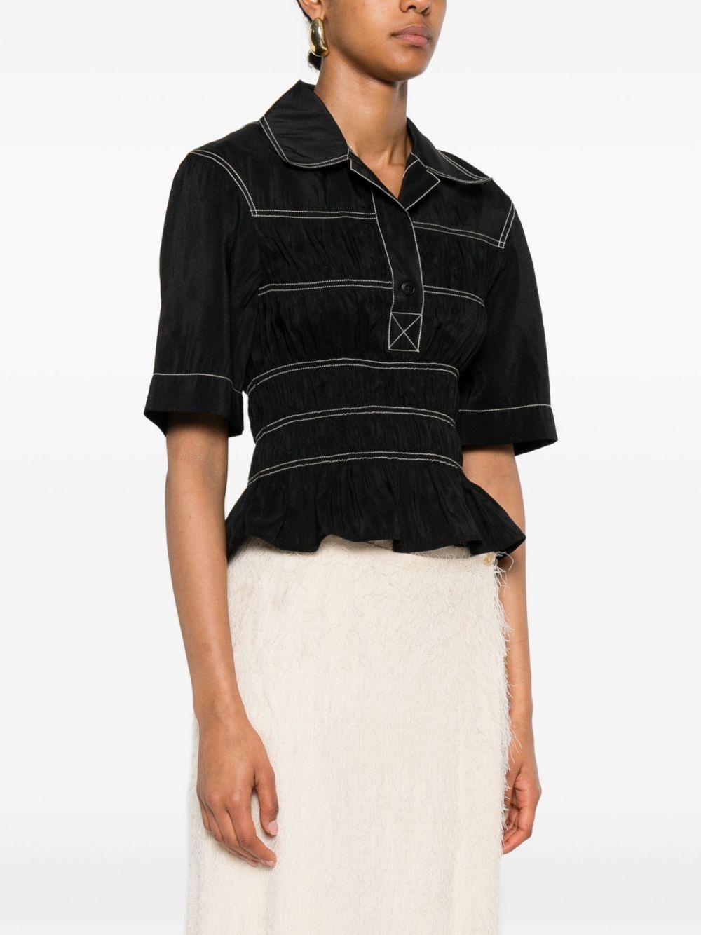 smocked-detail shirt - 3