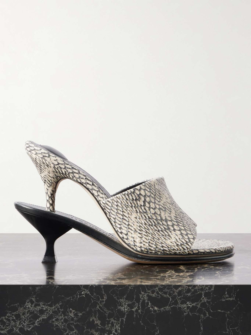 The Double snake-effect leather mules Snake print - 1