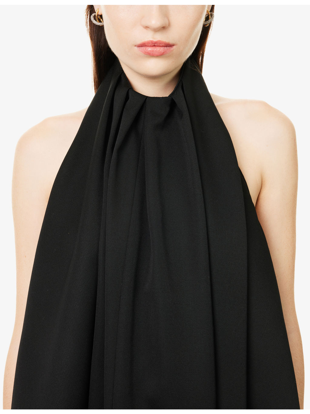 Asymmetric Halterneck Wool Midi Dress - 5
