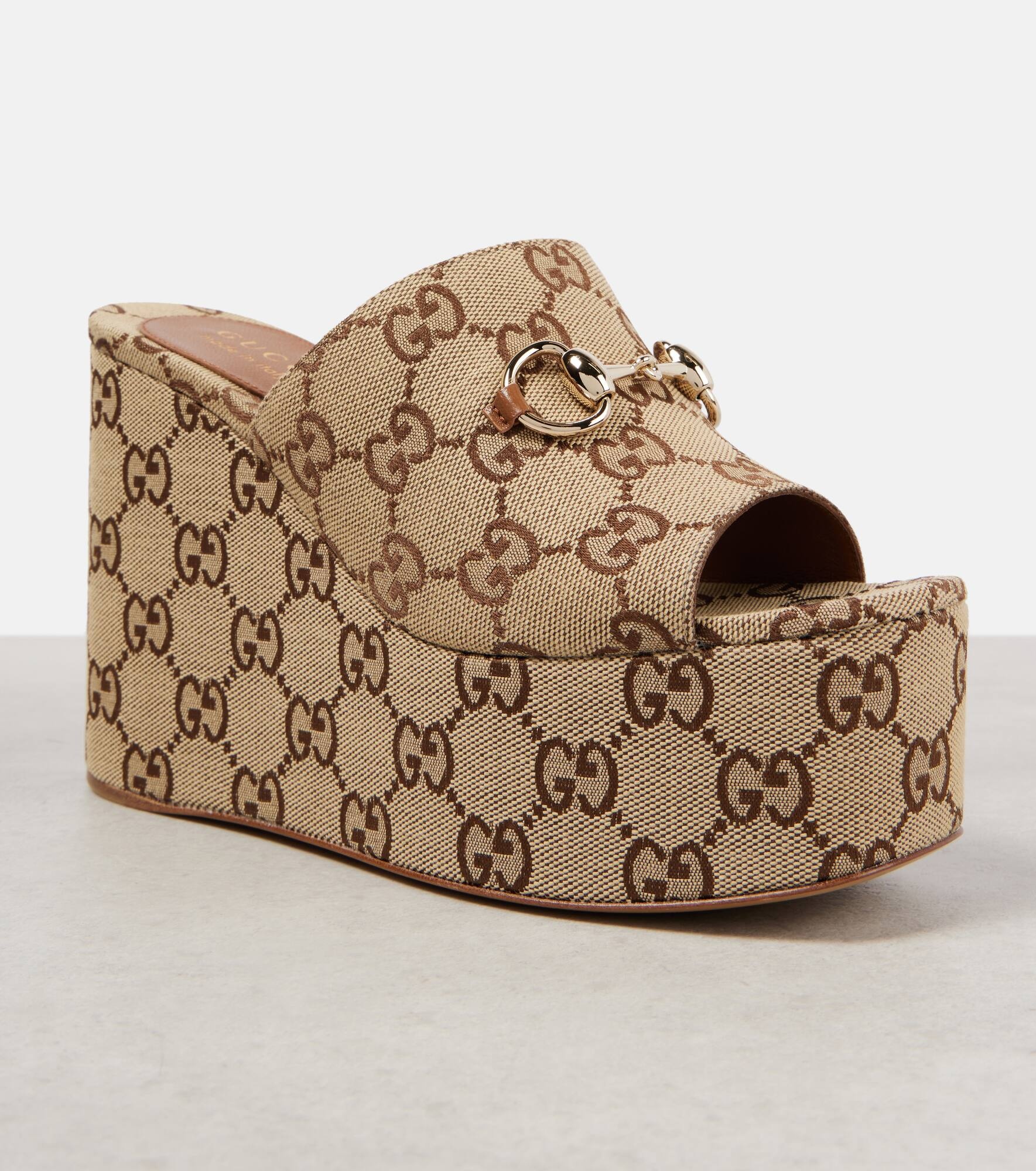 Carmen Horsebit 60 canvas platform sandals - 5