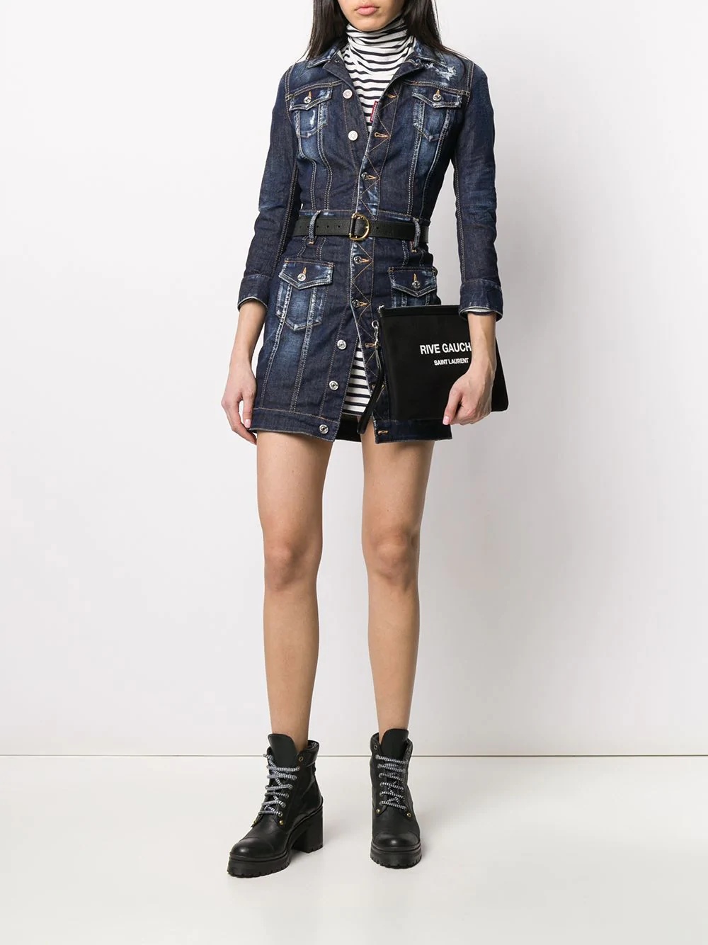 denim short dress - 2