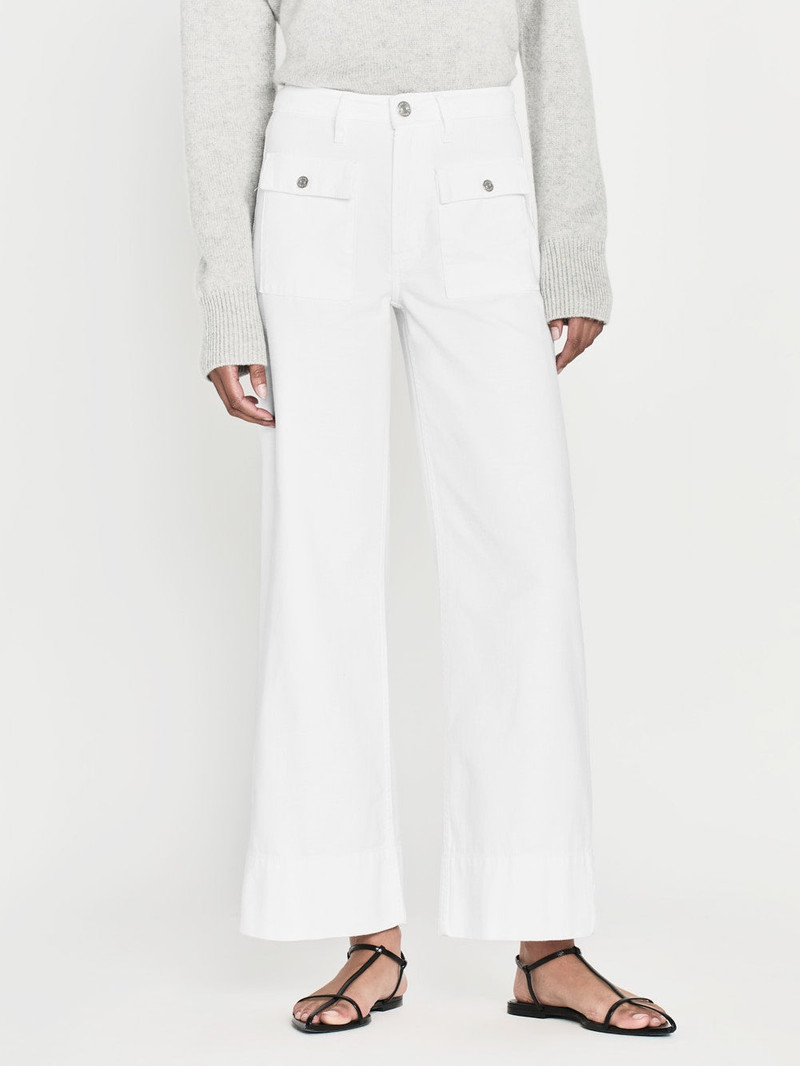 FRAME The 70's Patch Pocket Crop Straight in White outlook