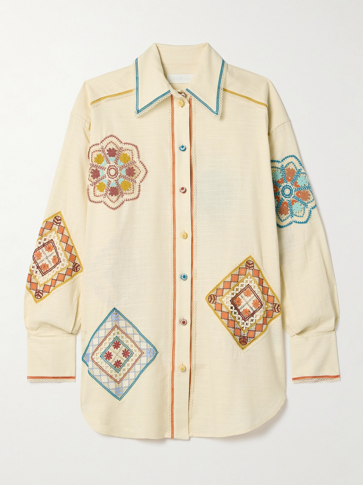 Ottie Guipure Lace-trimmed Cotton Shirt - 1
