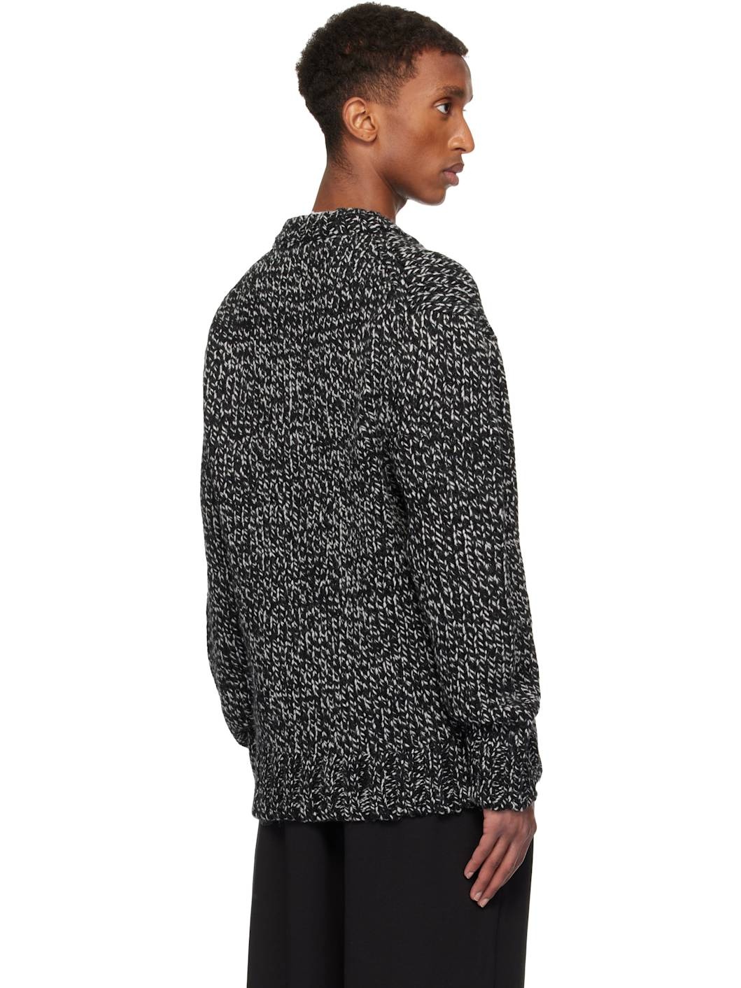 Black & White Chunky Knit Sweater - 3
