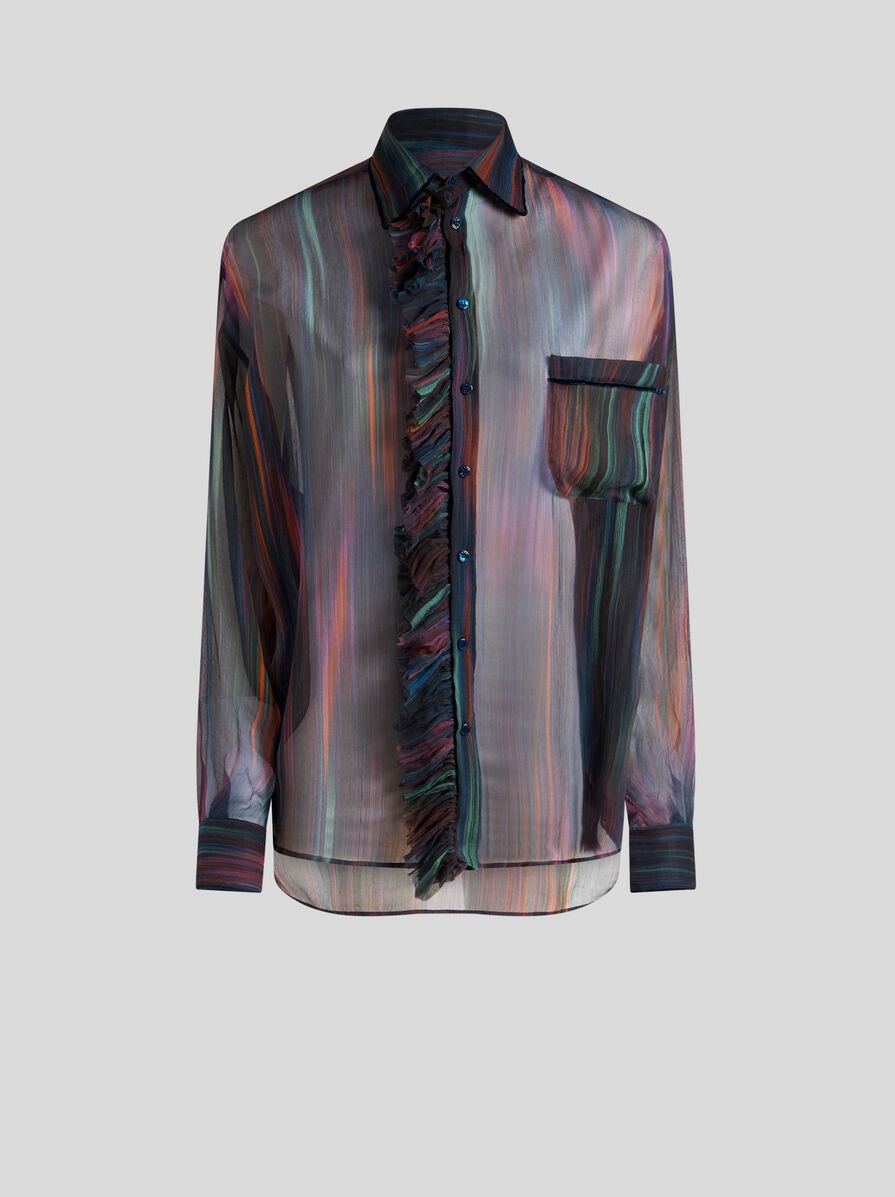 PRINTED SILK SHIRT WITH RUCHING - 1