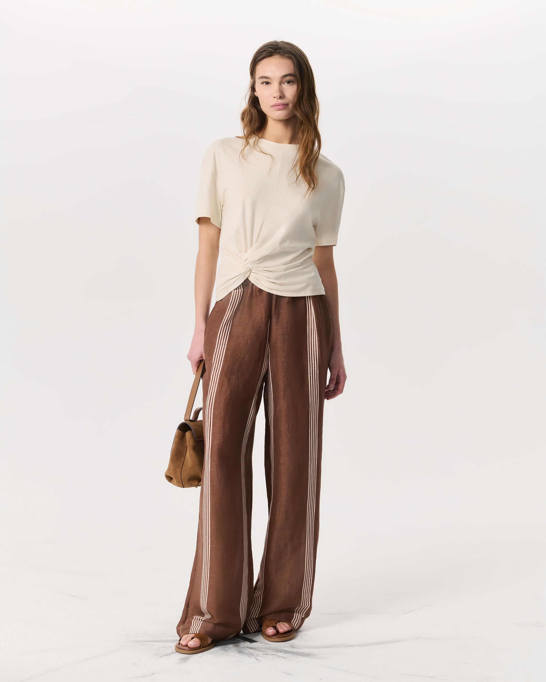 Mica Twist-Detail Draped Cotton T-Shirt - 4