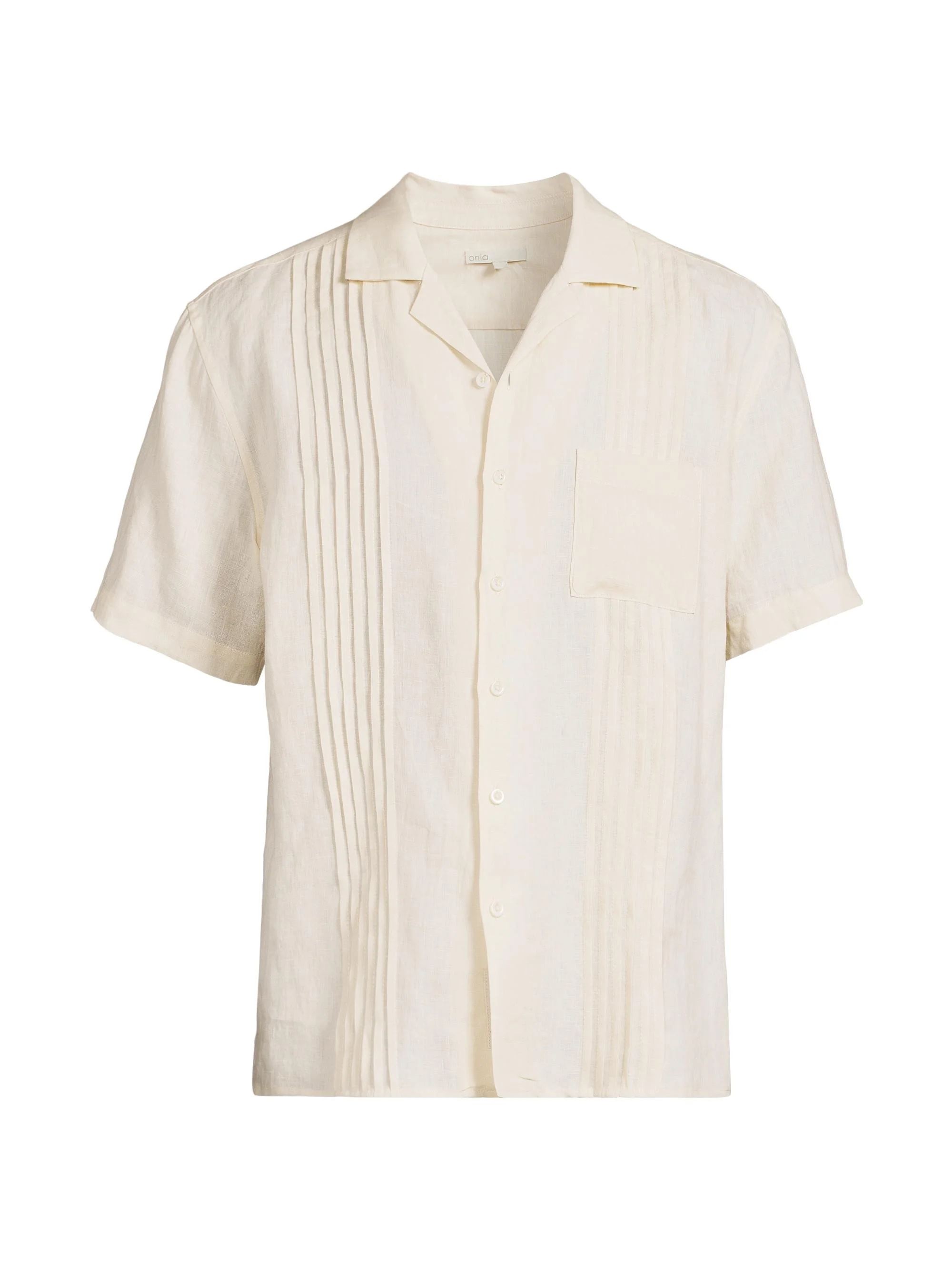 Men's Linen Pintuck Camp Shirt - Natural - 1