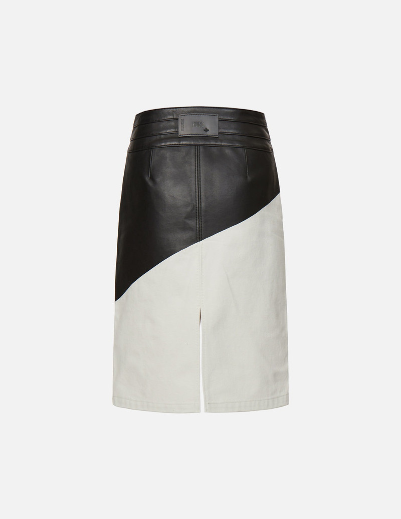 EVISU Contrast Leather Denim Skirt outlook