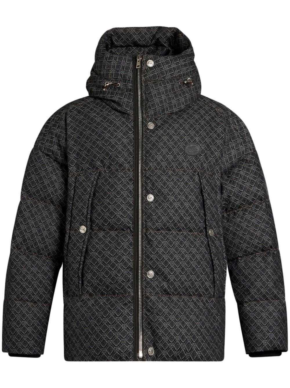 jacquard denim puffer jacket - 1