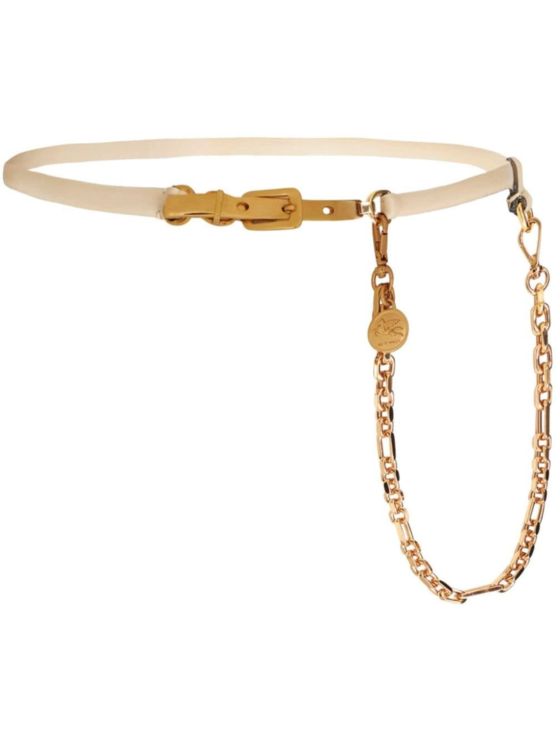 Pegaso-medallion chain leather belt 1