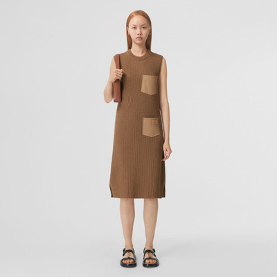 Burberry Logo Appliqué Rib Knit Cashmere Cotton Dress outlook