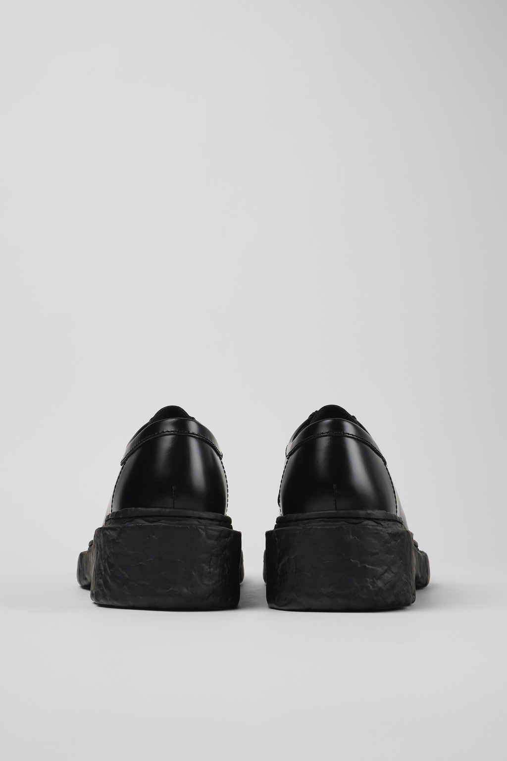 Black Leather Lace-Up Shoes - 3