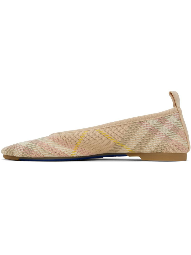 Beige & Pink Check Knit Baby Ballerina Flats 3