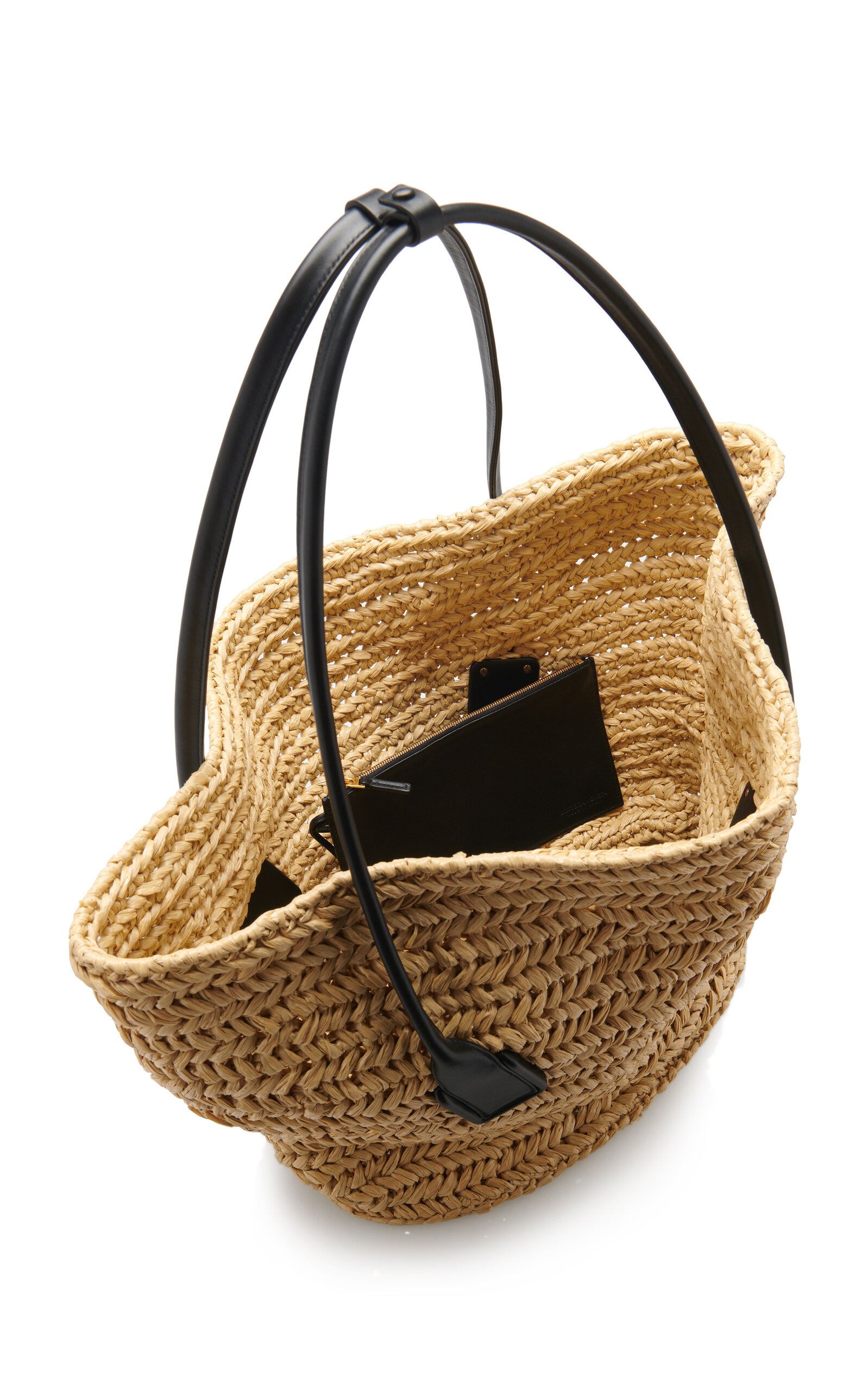 Medium Arco Crochet Raffia Tote Bag black - 8