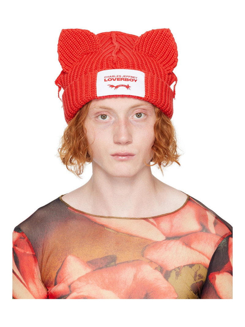 Red Chunky Ears Beanie 1