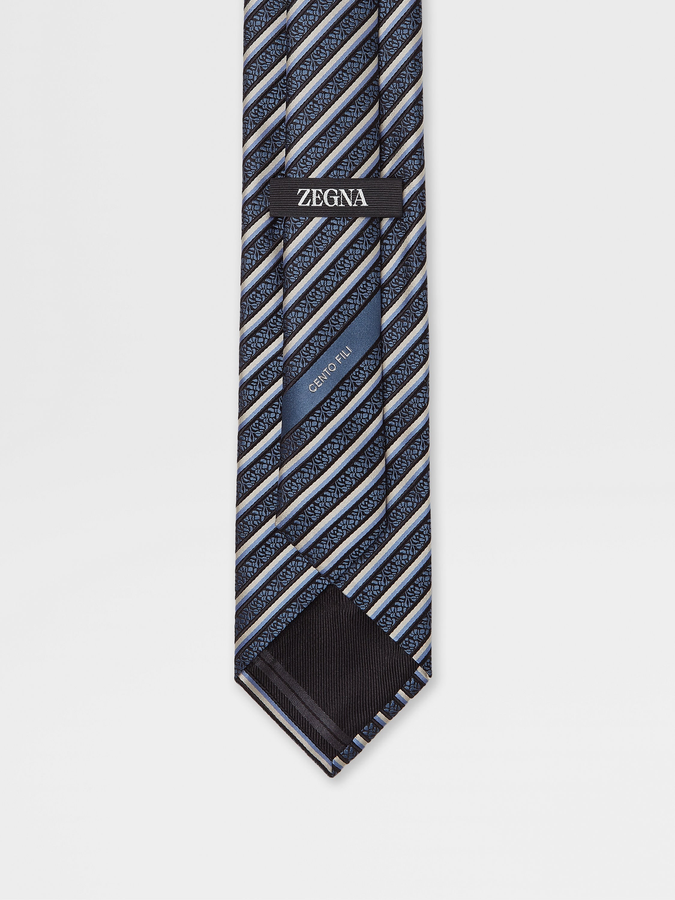 TEAL BLUE CENTO FILI SILK TIE - 3