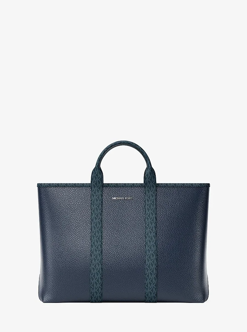 Cooper Medium Pebbled Leather and Signature Logo Tote Bag - 1