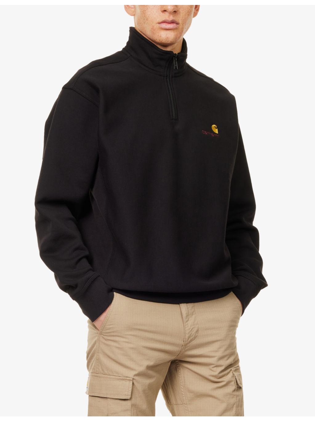 High-neck brand-embroidered cotton-blend sweatshirt - 3
