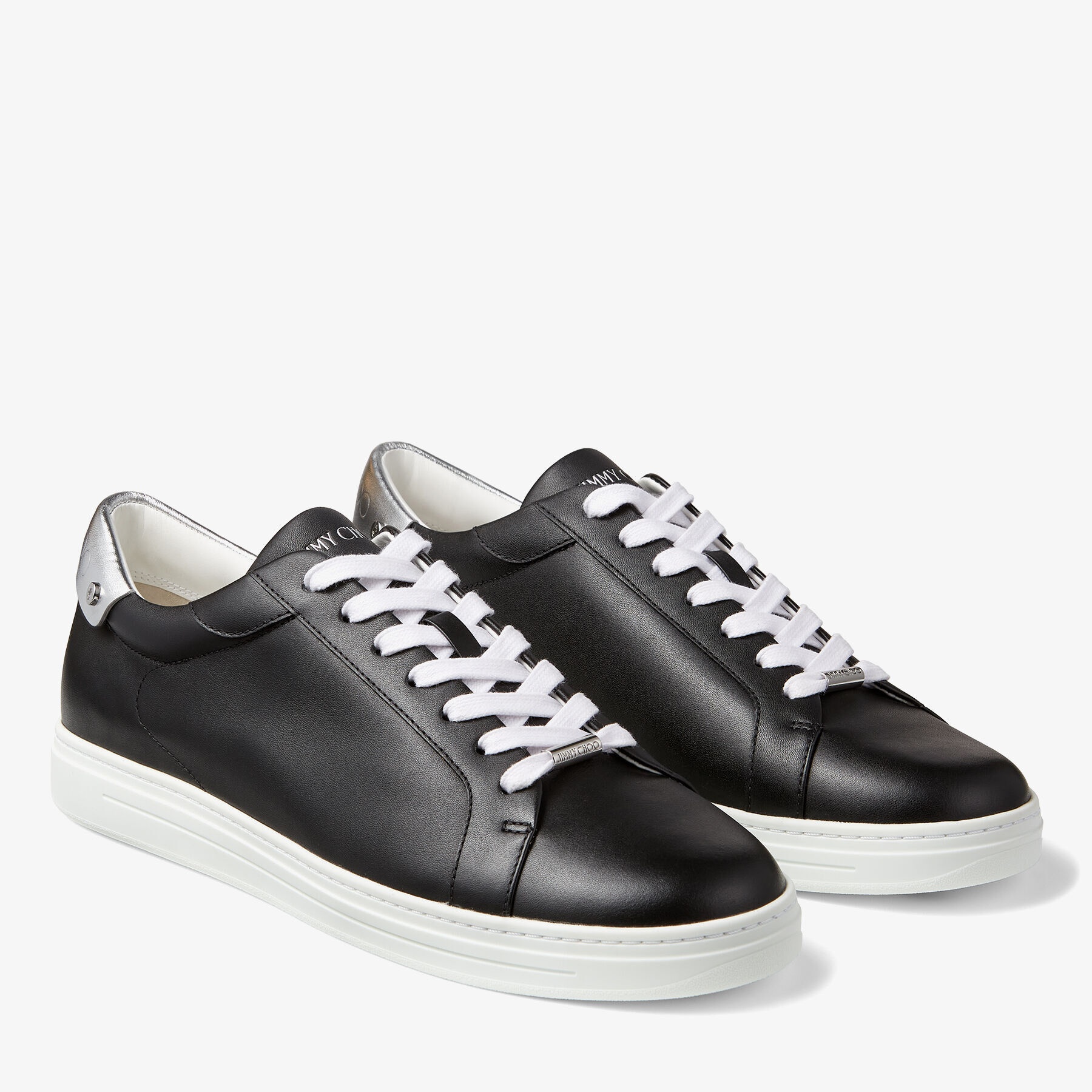 Rome/M
Black Calf Leather and Silver Metallic Nappa Low Top Trainers - 2