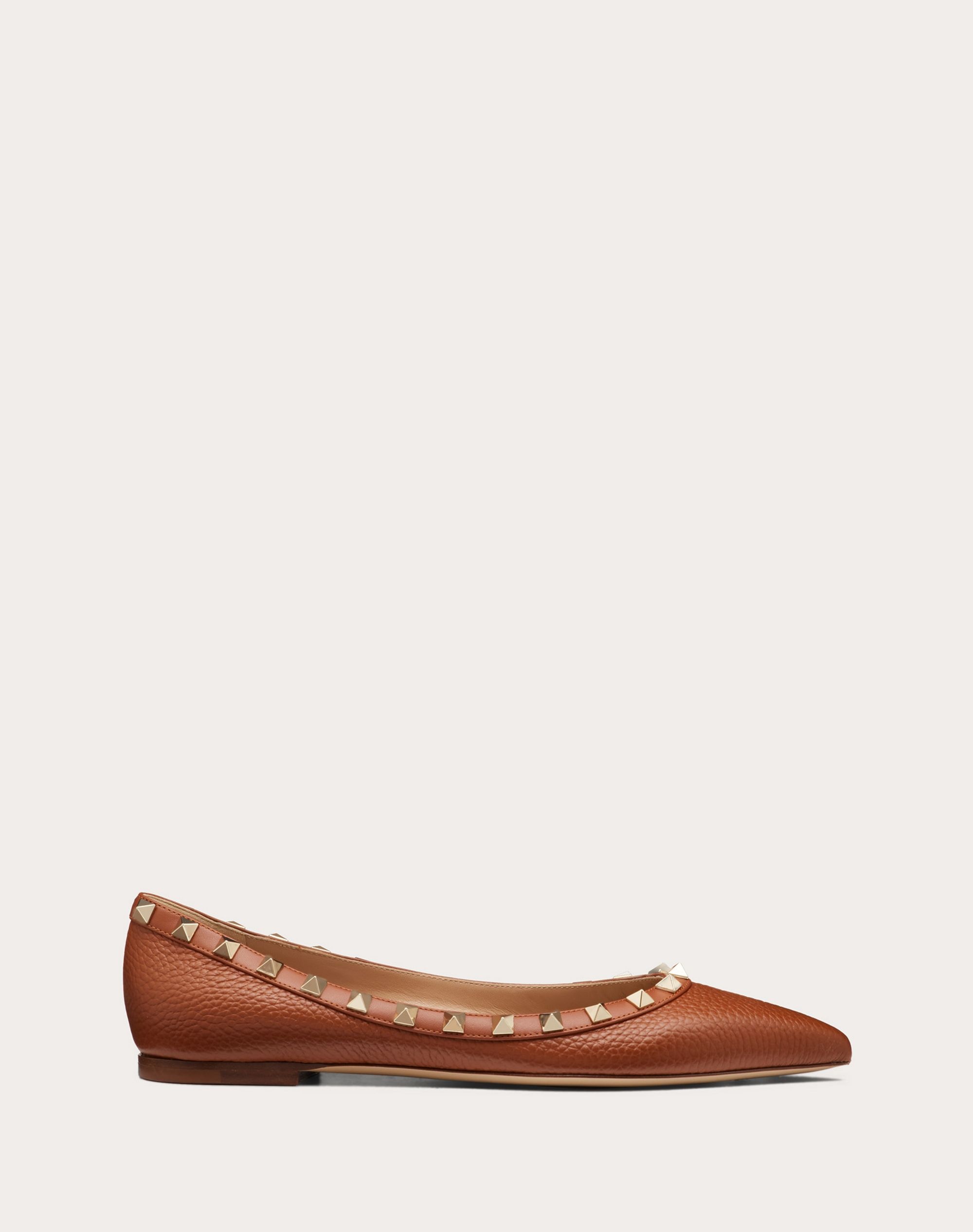 Rockstud Grainy Calfskin Ballet Flat - 1