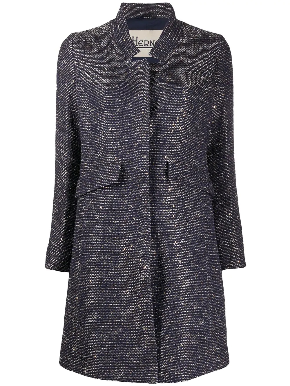 concealed fastening tweed coat - 1