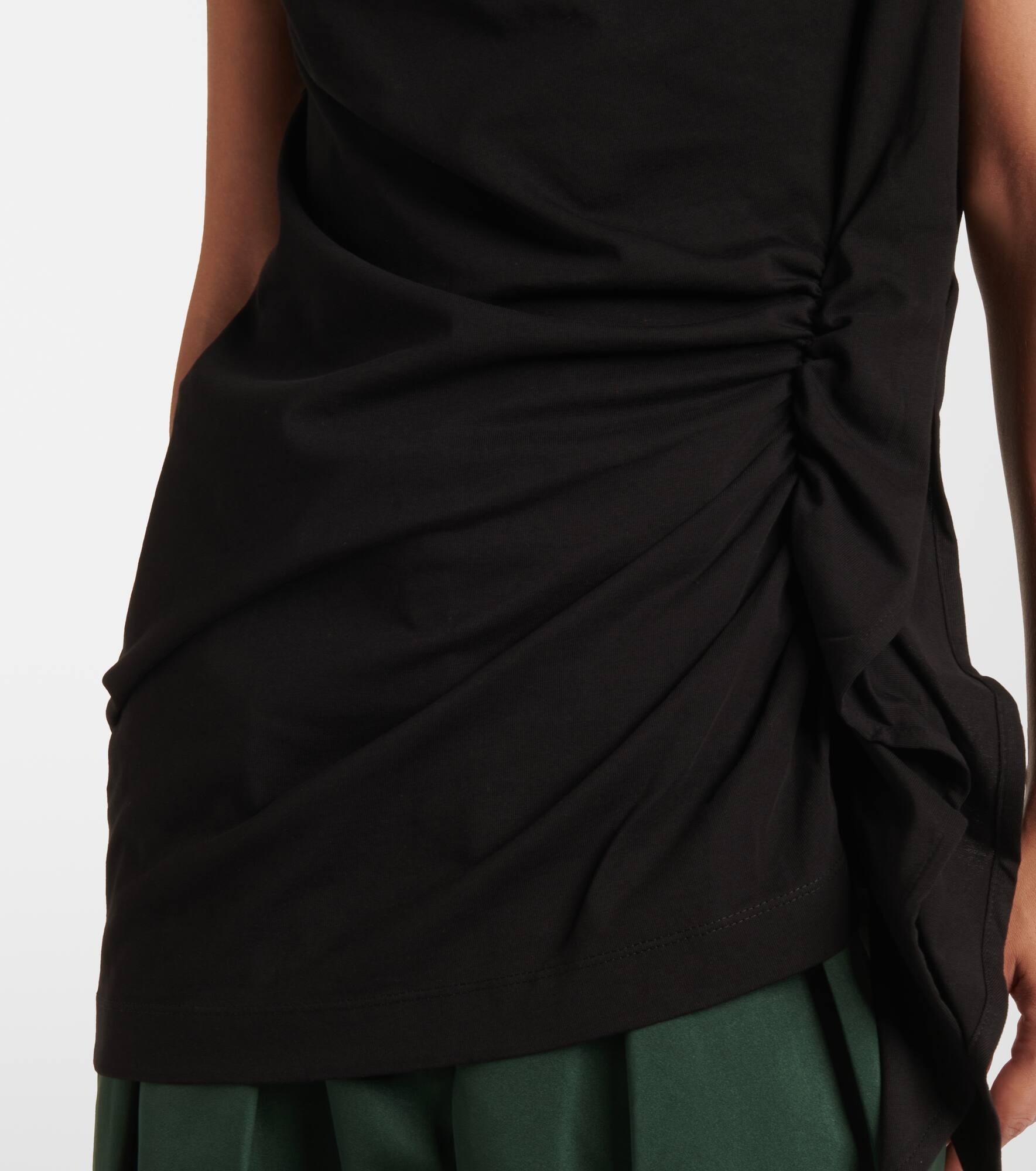 Draped cotton jersey top - 5