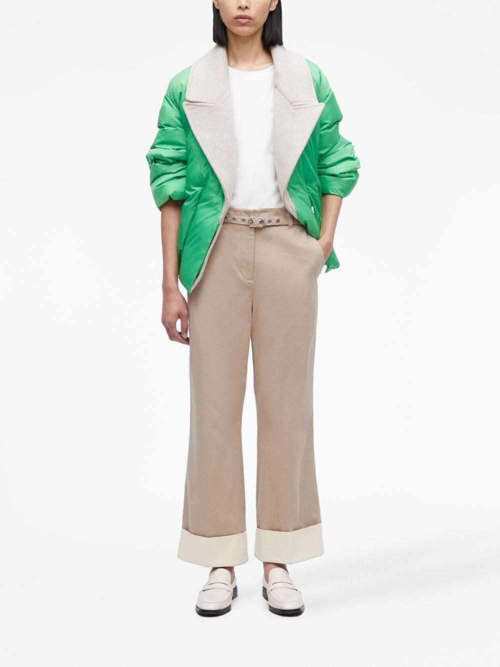 belted cotton flared trousers - 2
