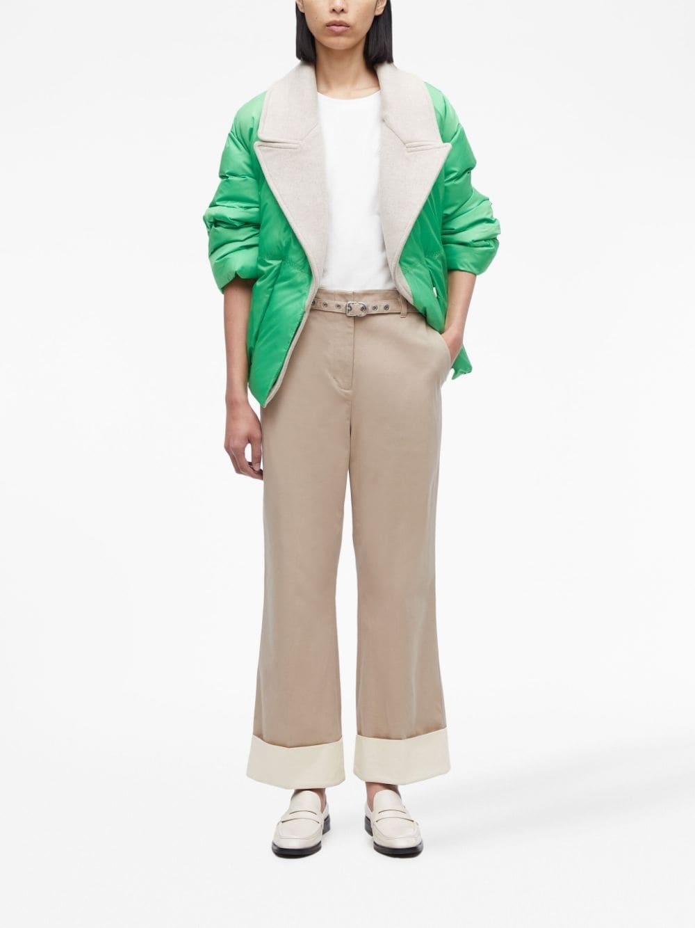 belted cotton flared trousers - 2