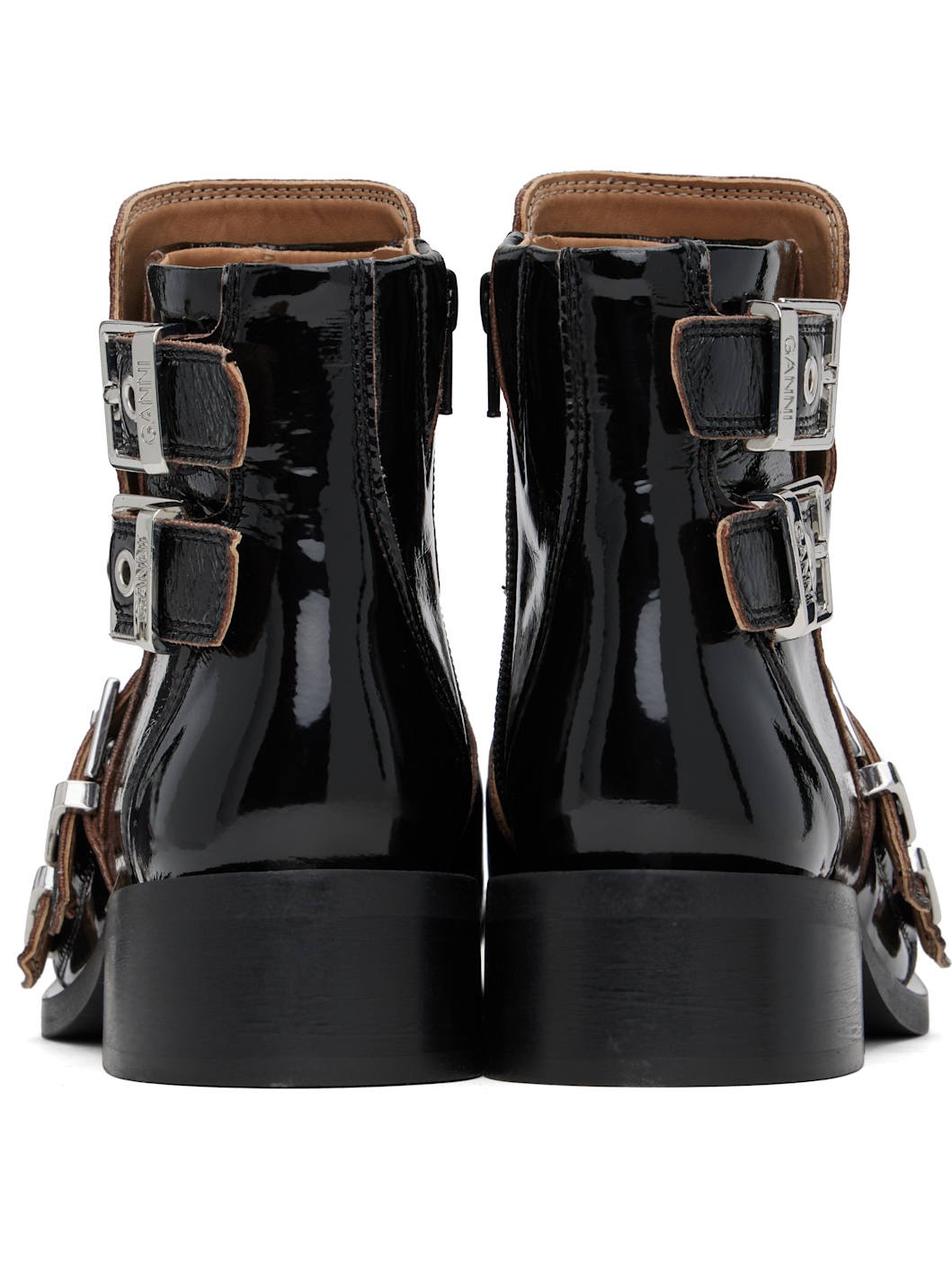 Black Feminine Buckle Naplack Boots - 2