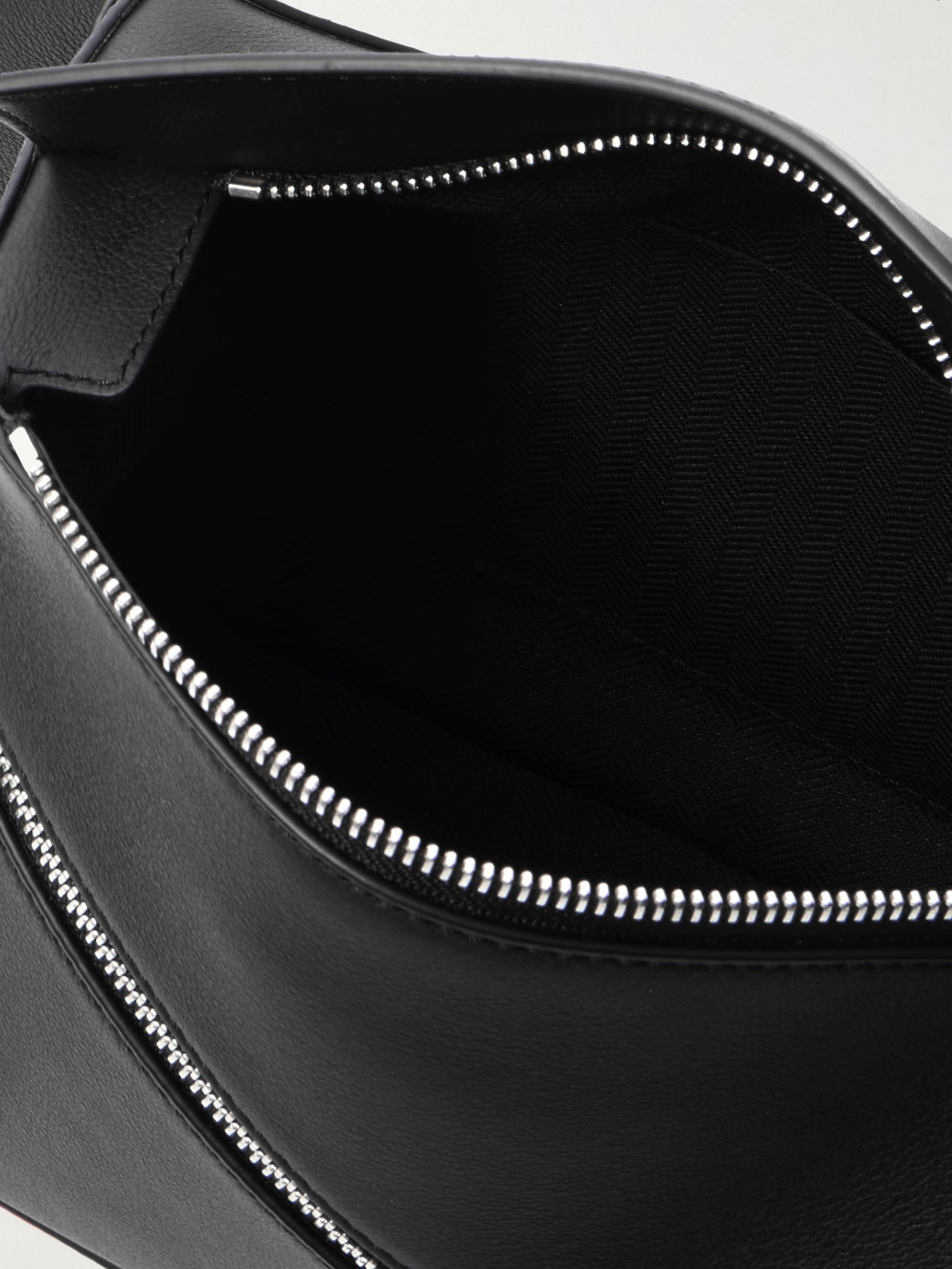 Puzzle Edge Small Leather Belt Bag Black - 5