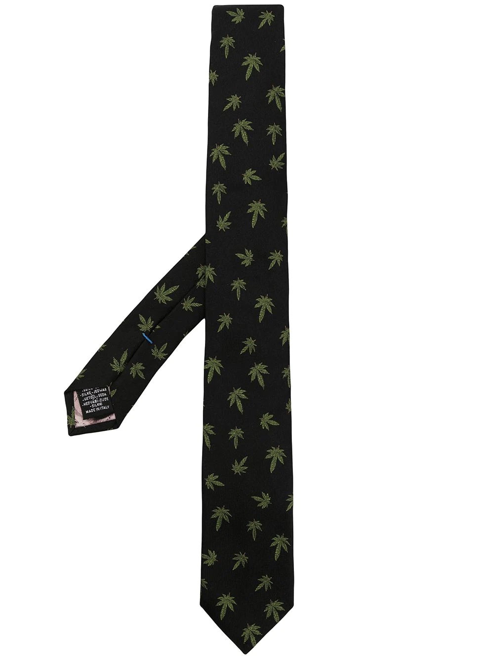 leaf-print silk tie - 1