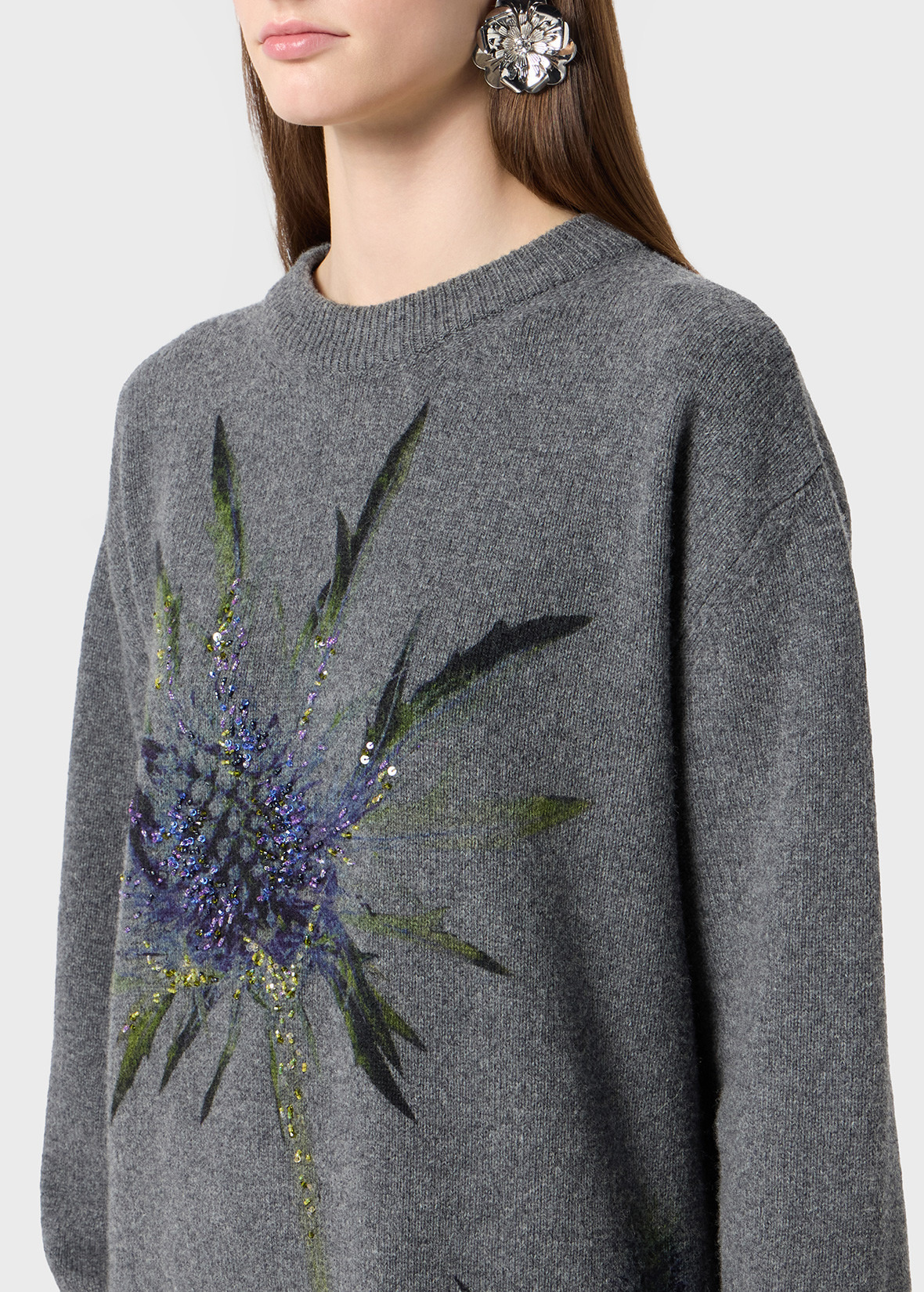 WOOL PRINTED SWEATER WITH EMBROIDERY - 5