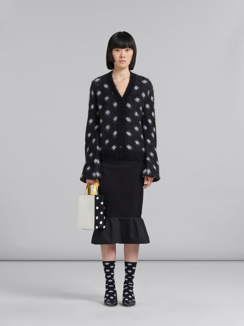 Marni BLACK AND WHITE POLKA-DOT LEATHER MUSEO MINI BAG outlook