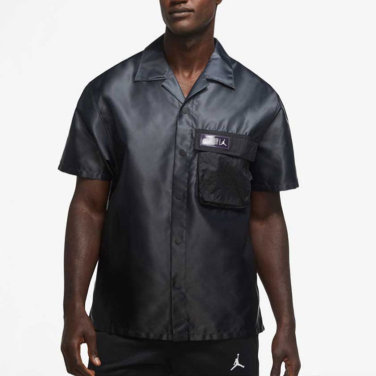 Men's Air Jordan Gradient Big Pocket Breathable Casual Short Sleeve Shirt Black CZ4821-022 - 4