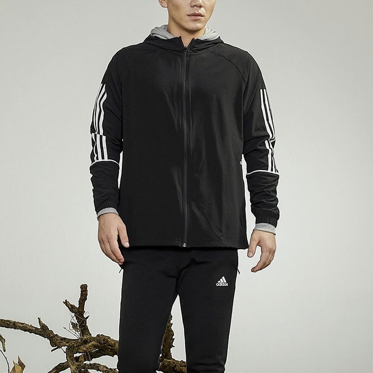 adidas Zipper Sports Hooded Jacket Black GL4799 - 6