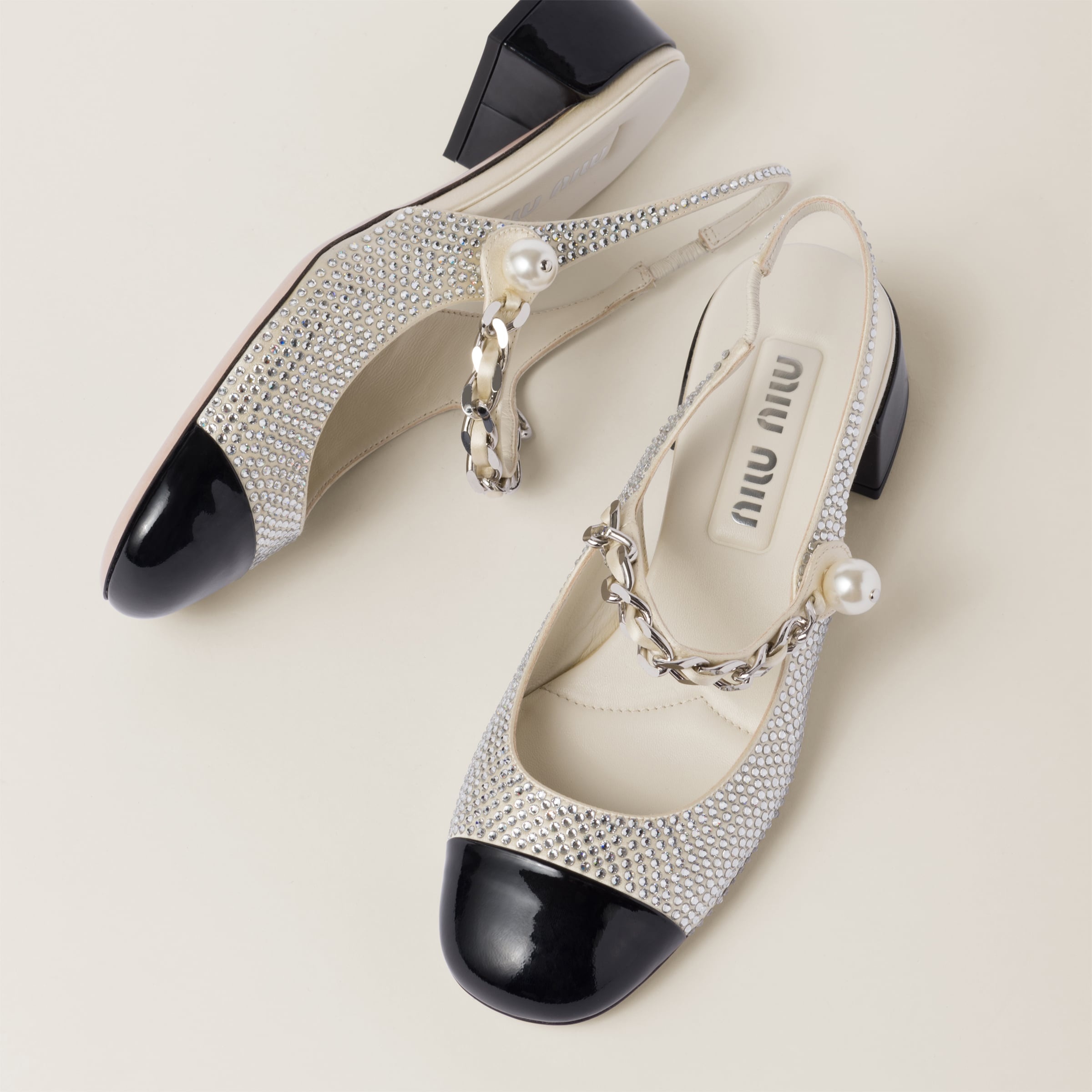 Miu Miu Satin and crystal slingback pumps | REVERSIBLE