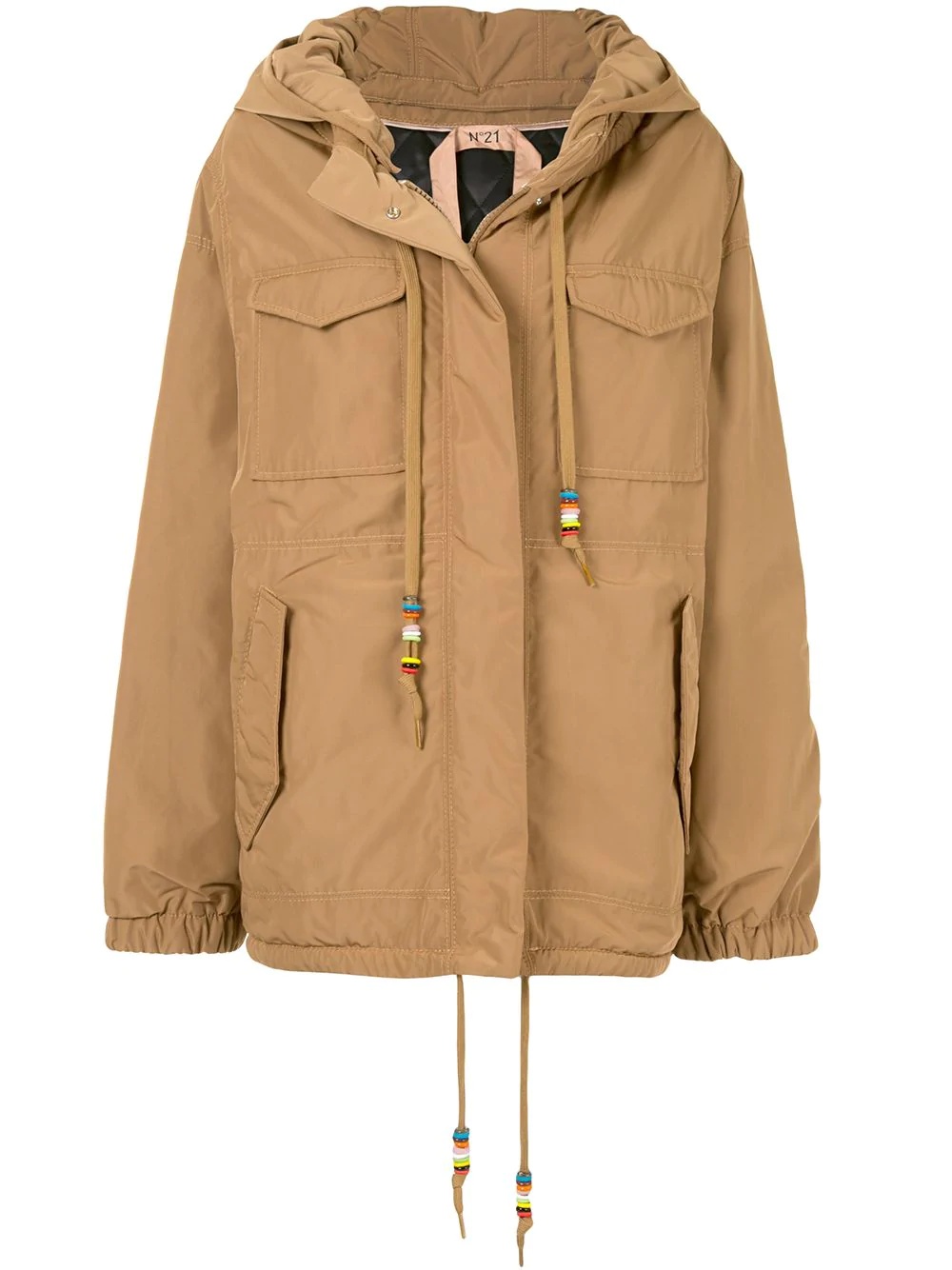 bead-detail hooded jacket - 1