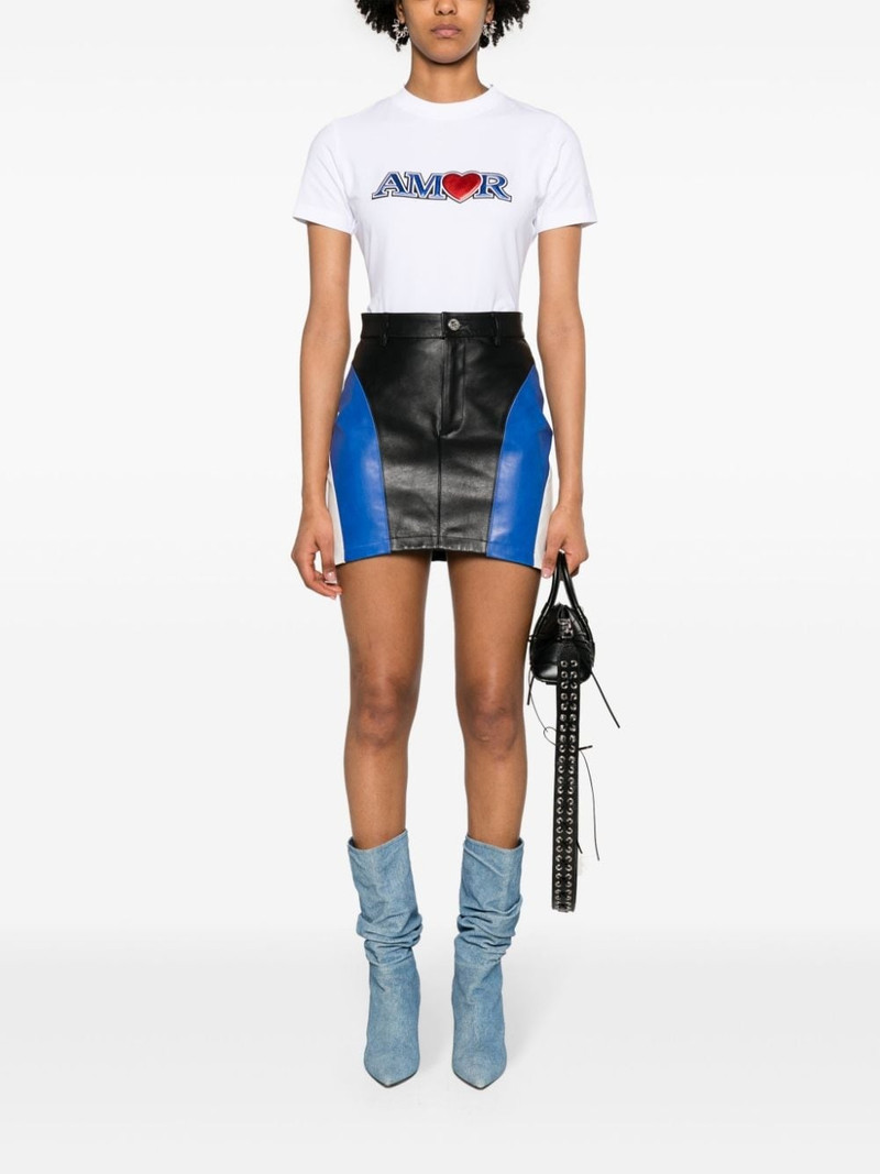 VETEMENTS colour-block leather miniskirt outlook