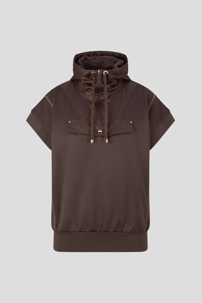 Pauline Short-sleeved hoodie in Chocolate - 1