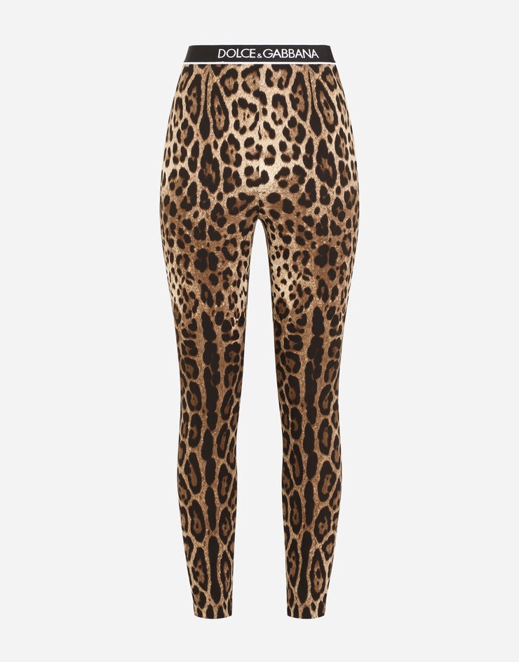 Leopard-print charmeuse leggings with branded elastic - 3