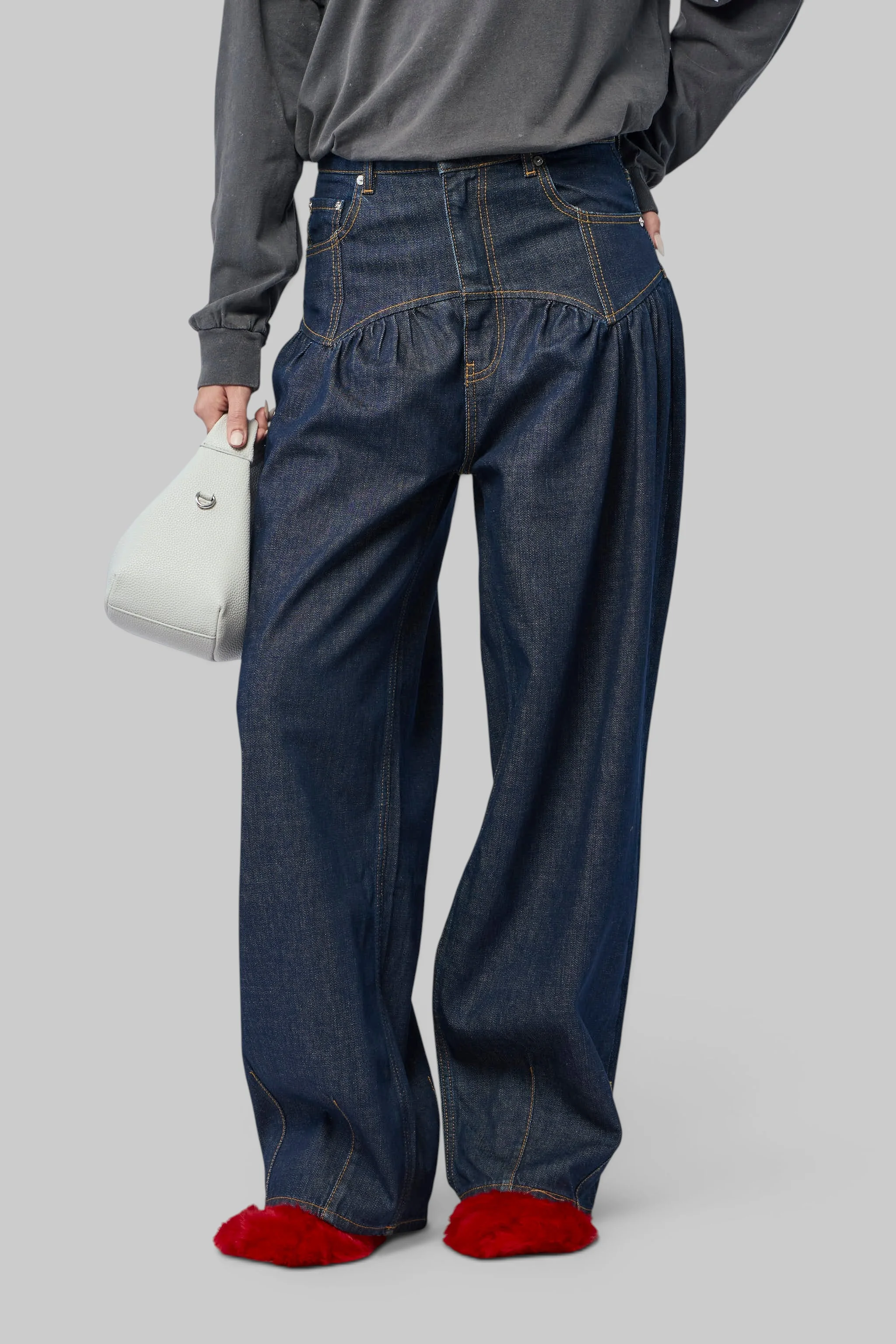 Slub Denim Corset Jeans - 1